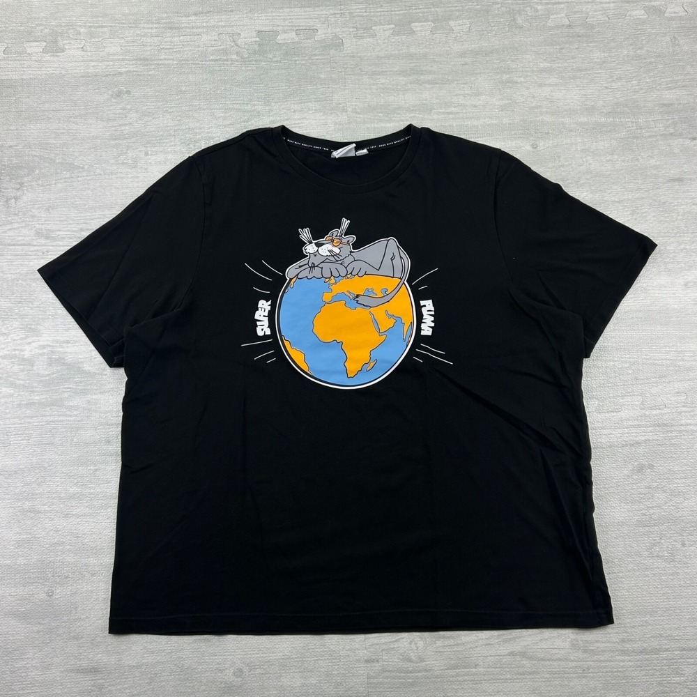 Super Puma Shirt‎ Size XXL Black Sustainable Graphic Tee Earth